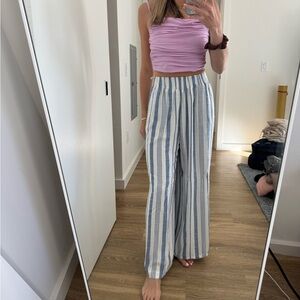 Blue and White Striped Pants